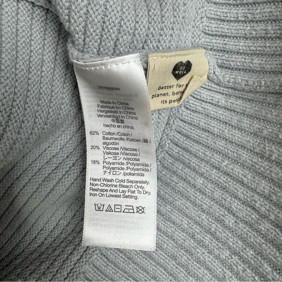 Madewell Greensboro Button back Sweater Size Medium Cream Blue Colorblock Knit - Picture 8 of 8
